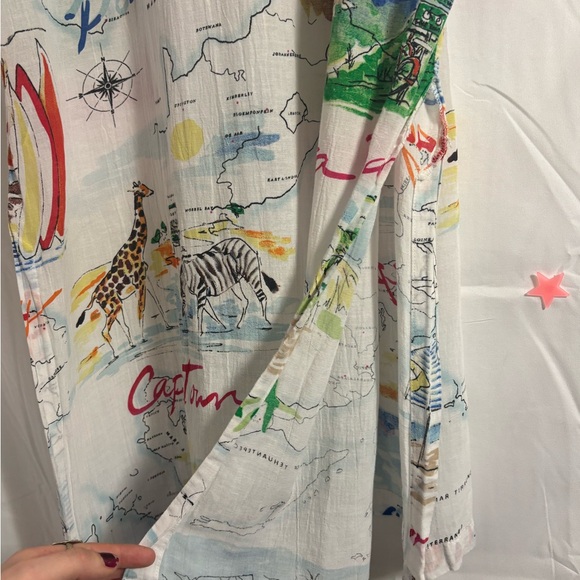 Gap Love Dreamwell Print Crinkle Popover Linen Blend Oversized Shirt Dress  M - Picture 5 of 16